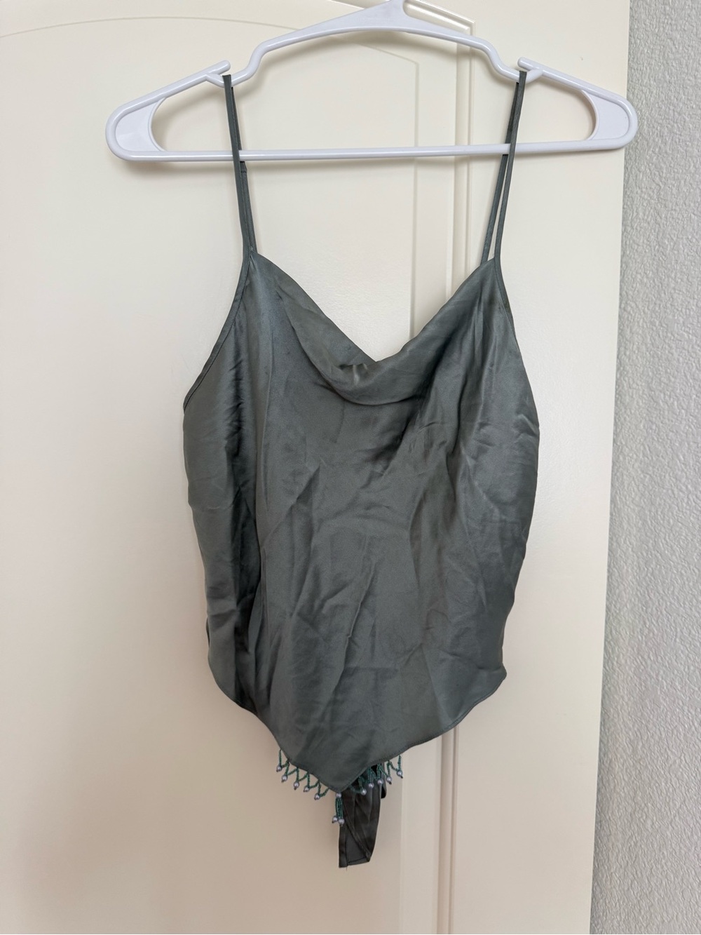Victoria's Secret Charcoal Grey Satin Cowl Tank